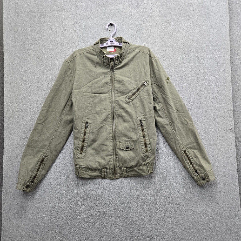 Levi's Men Jacket M Green Canvas Biker Moto Military Utility READ
